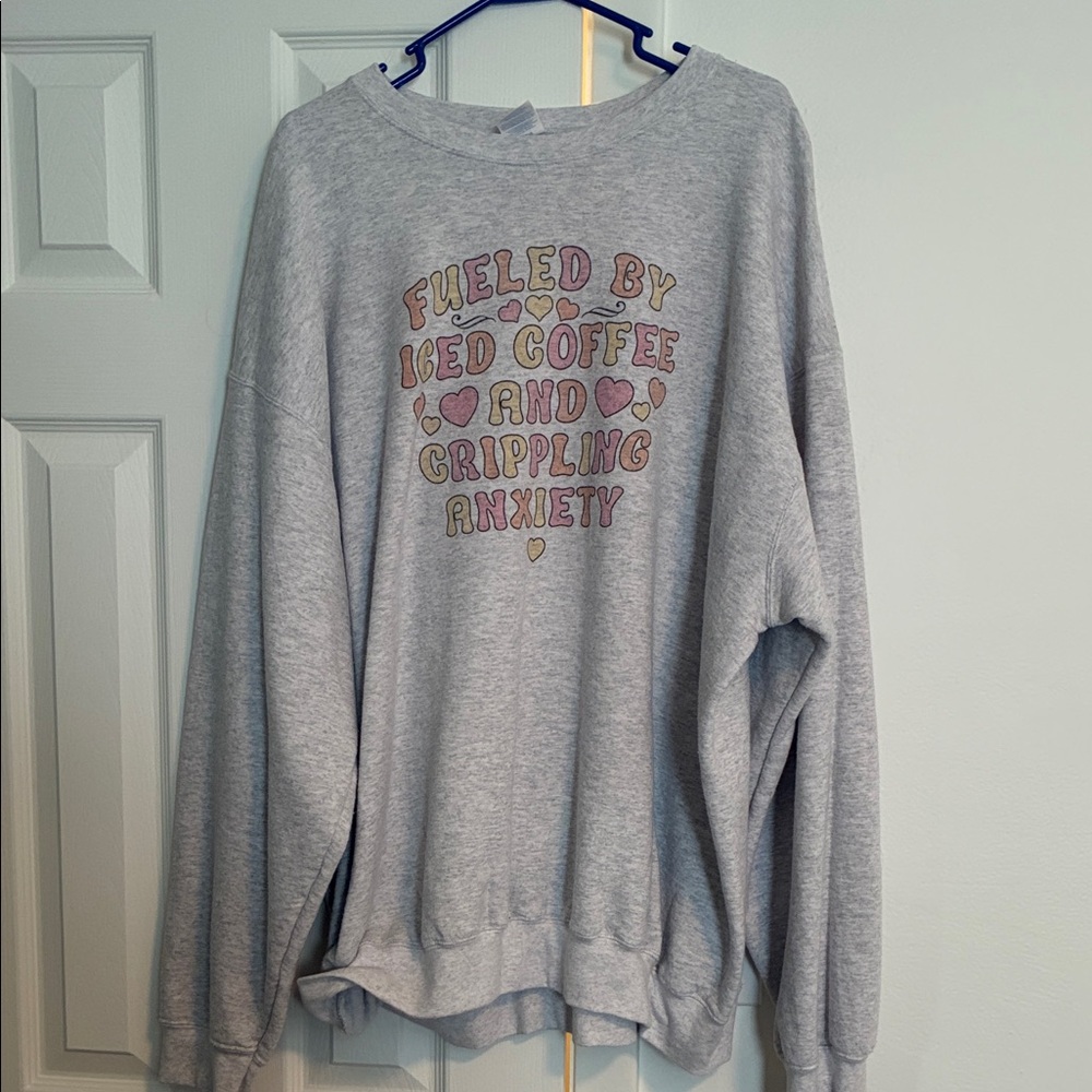 Port and Company Gray Women's Sweater with Graphic Text